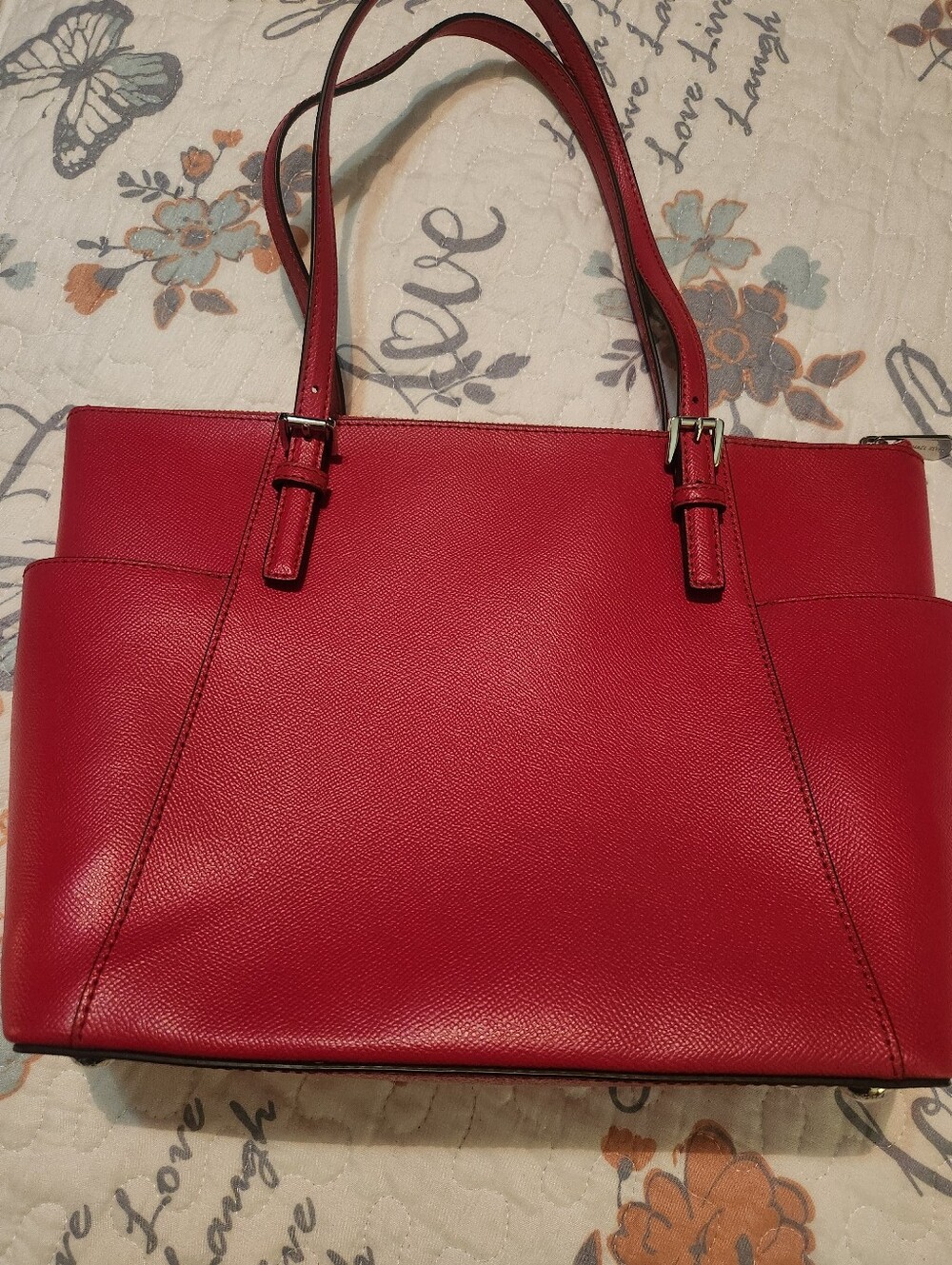 Michael Kors Bright Red Saffiano Leather Tote - Picture 3 of 8